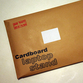 Photo of laptop stand in envelope